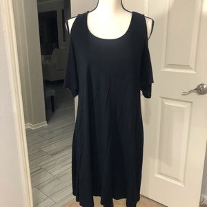Rue 21 Black Cold Shoulder Swing Dress Sz Med